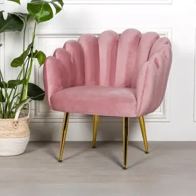 Arriba Scalloped Occasional Chair - Pink, Velvet