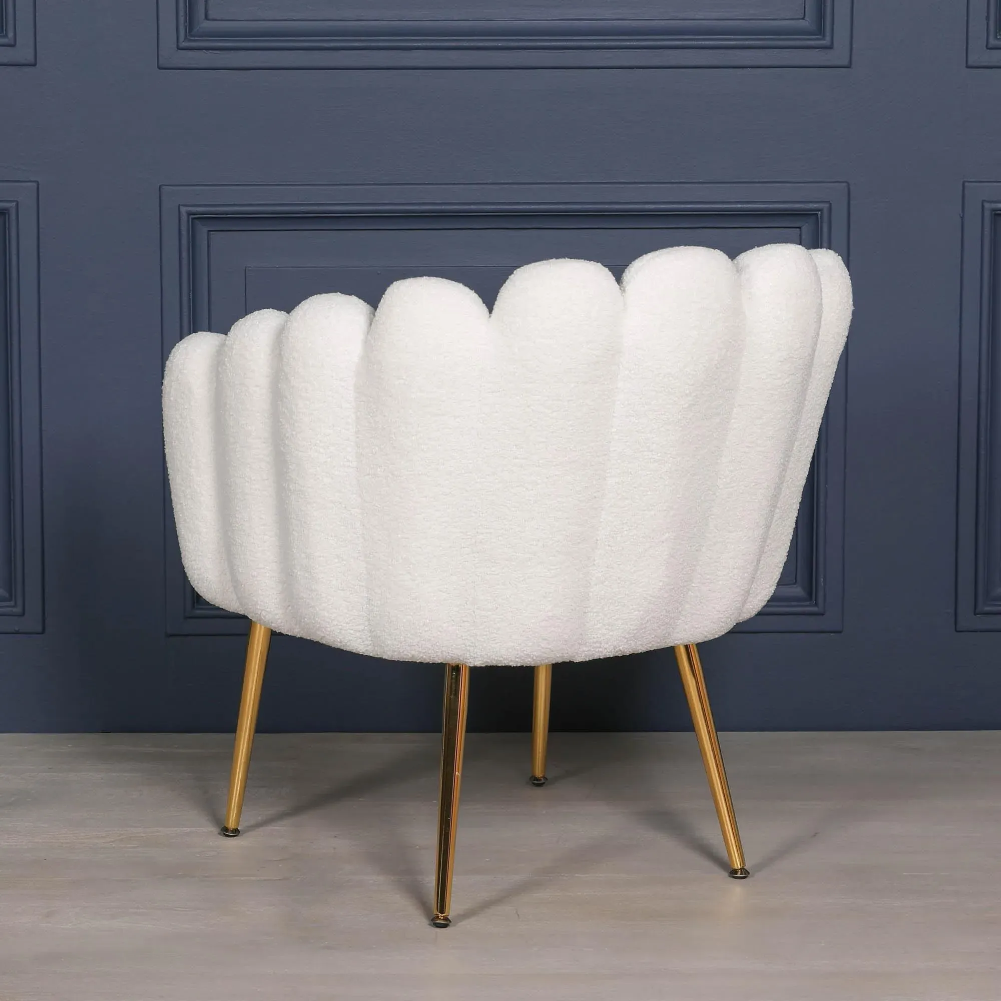 Arriba Scalloped Occasional Chair - White, Velvet