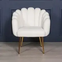 Arriba Scalloped Occasional Chair - White, Velvet