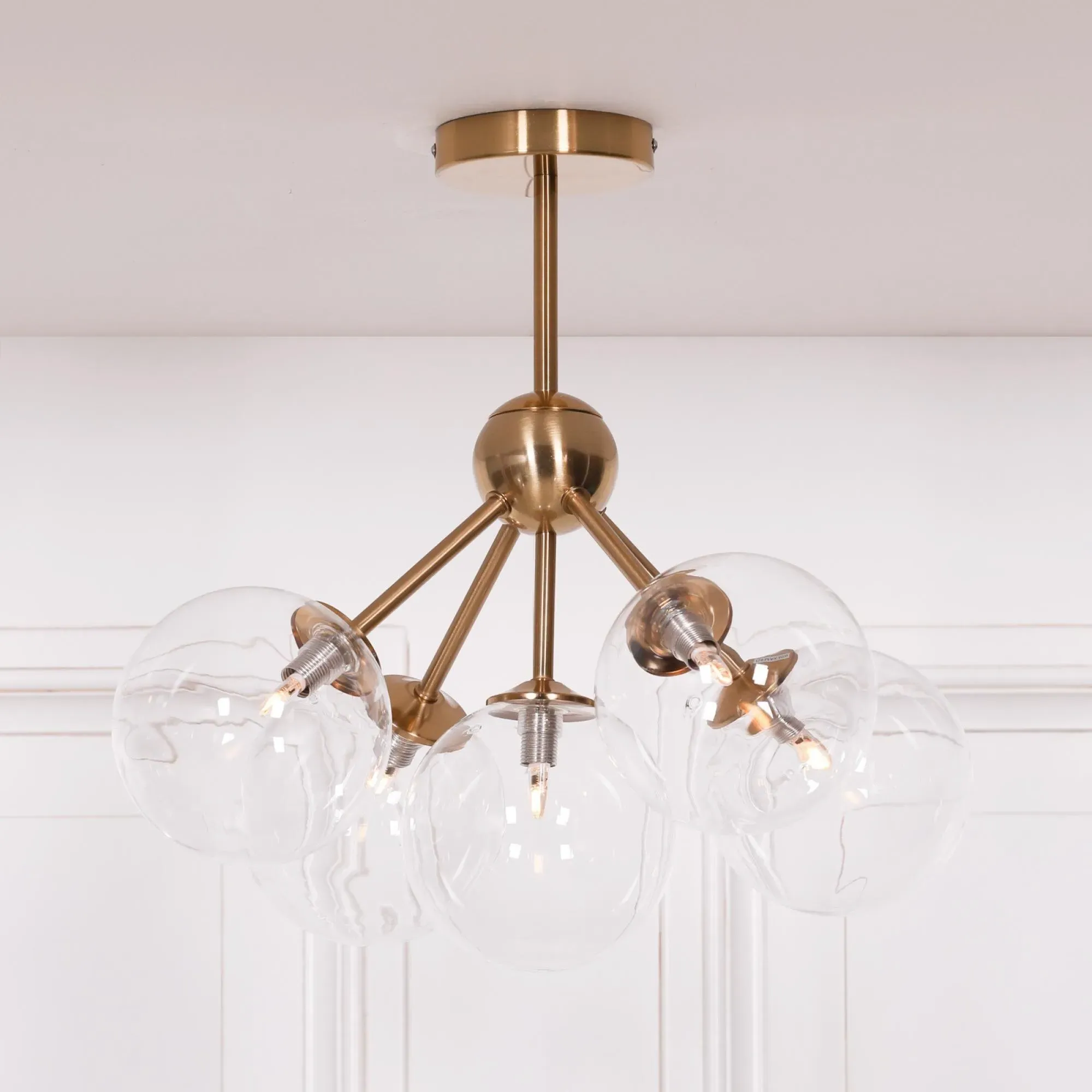Arriba Sputnik 5 Arm Ball Ceiling Light - Gold