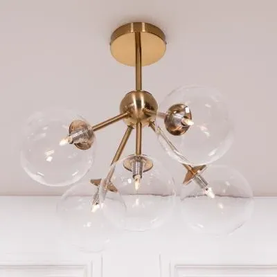 Arriba Sputnik 5 Arm Ball Ceiling Light - Gold image