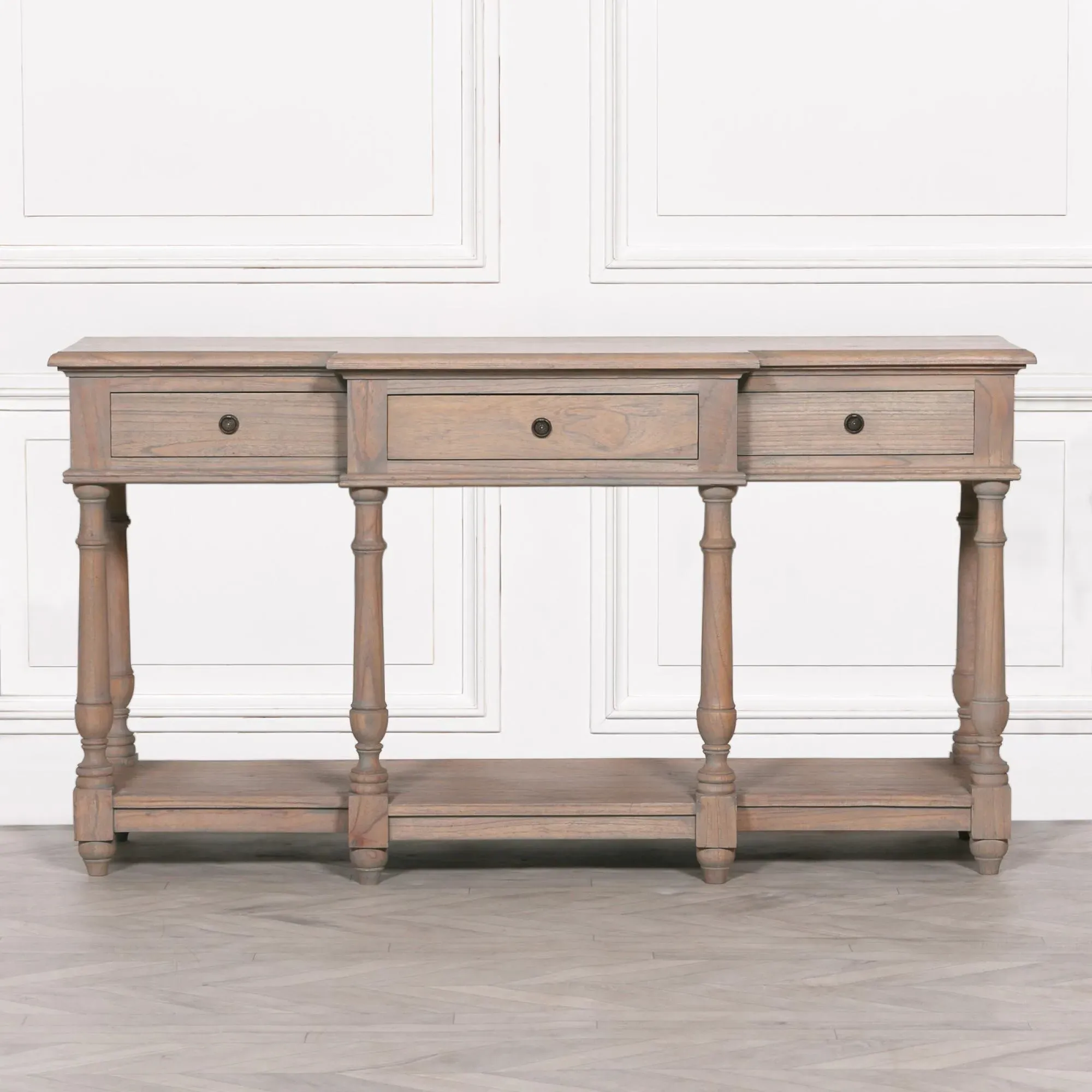 Breakfront 3 Drawer Console Table - White Cedar