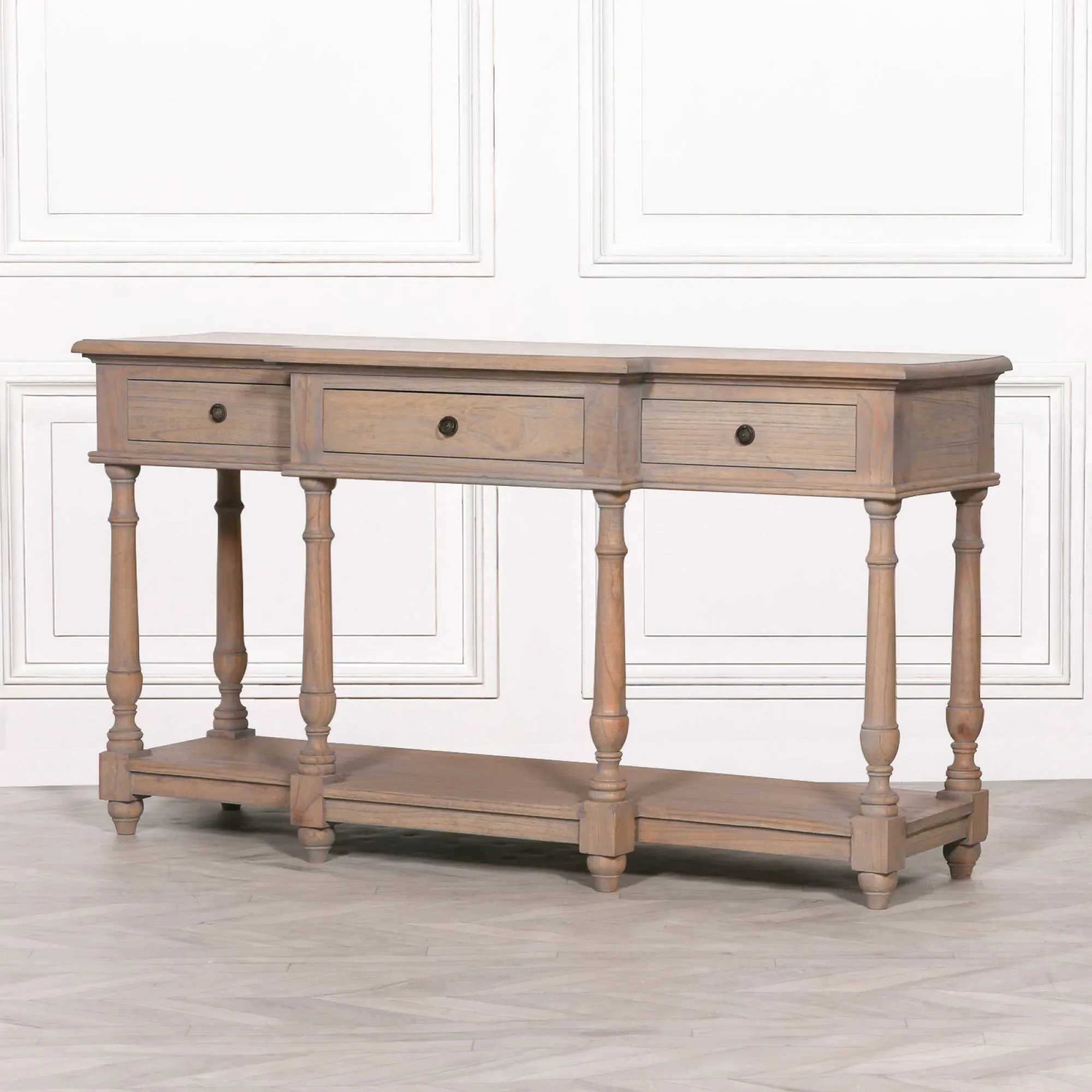 Breakfront 3 Drawer Console Table - White Cedar