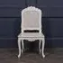 Carved Dining Chair with Rattan Back - Off White, Mahogany