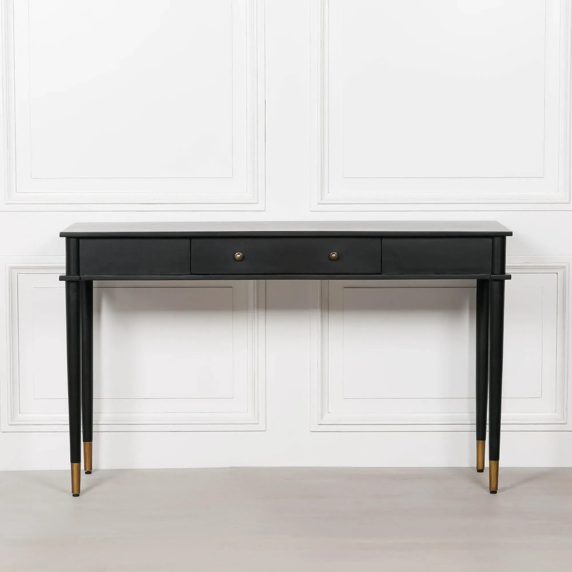 Console Table with Drawer - Black, Mahogany Wood