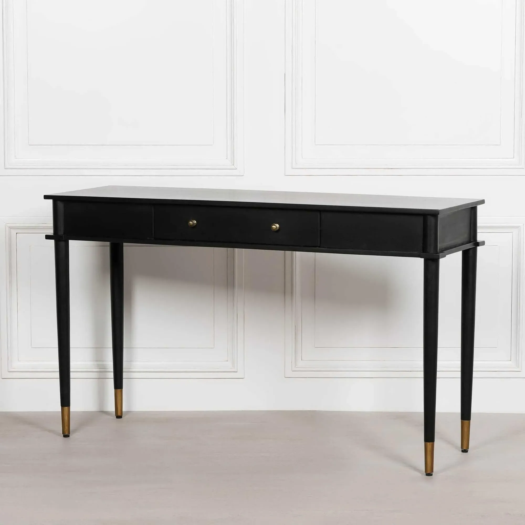 Console Table with Drawer - Black, Mahogany Wood
