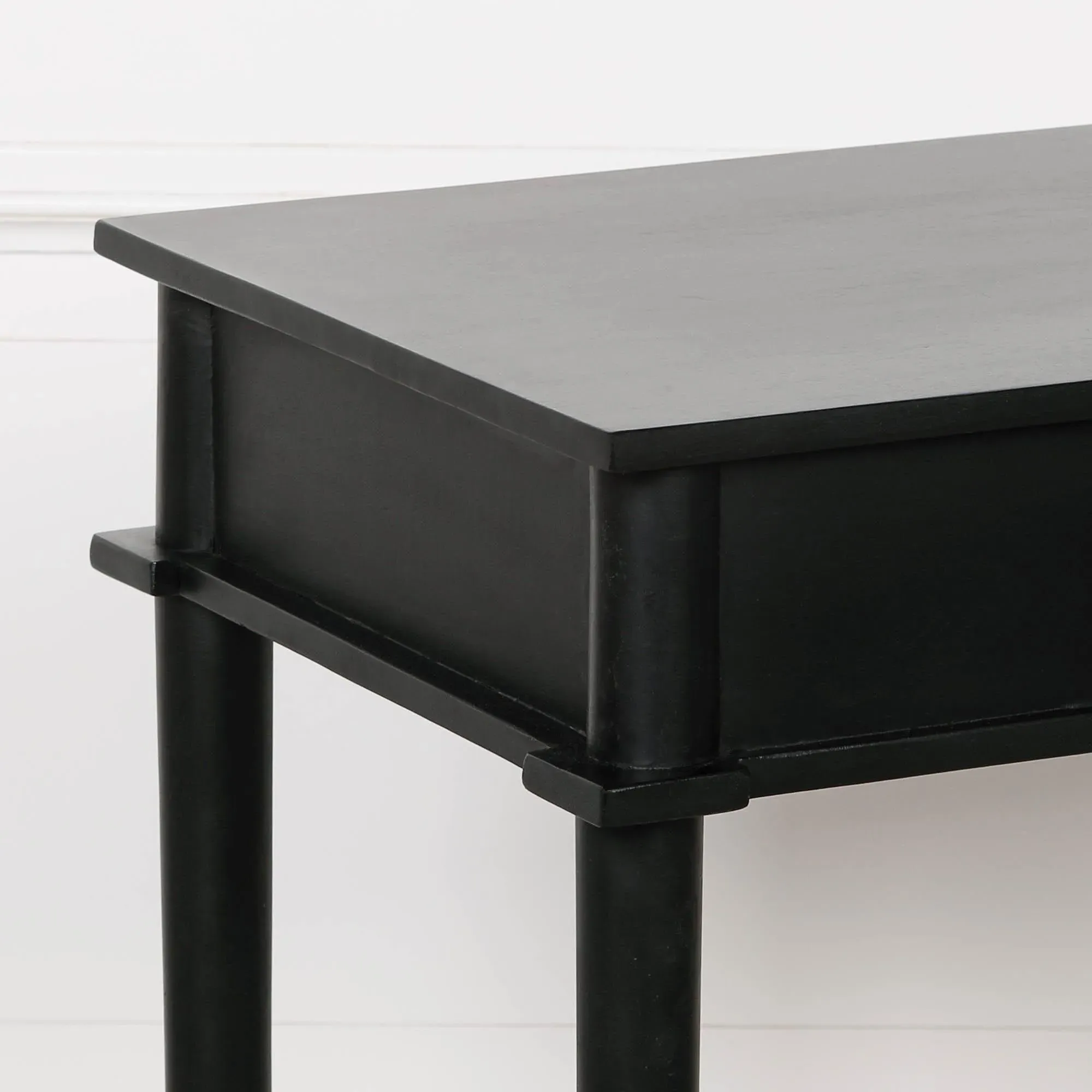 Console Table with Drawer - Black, Mahogany Wood