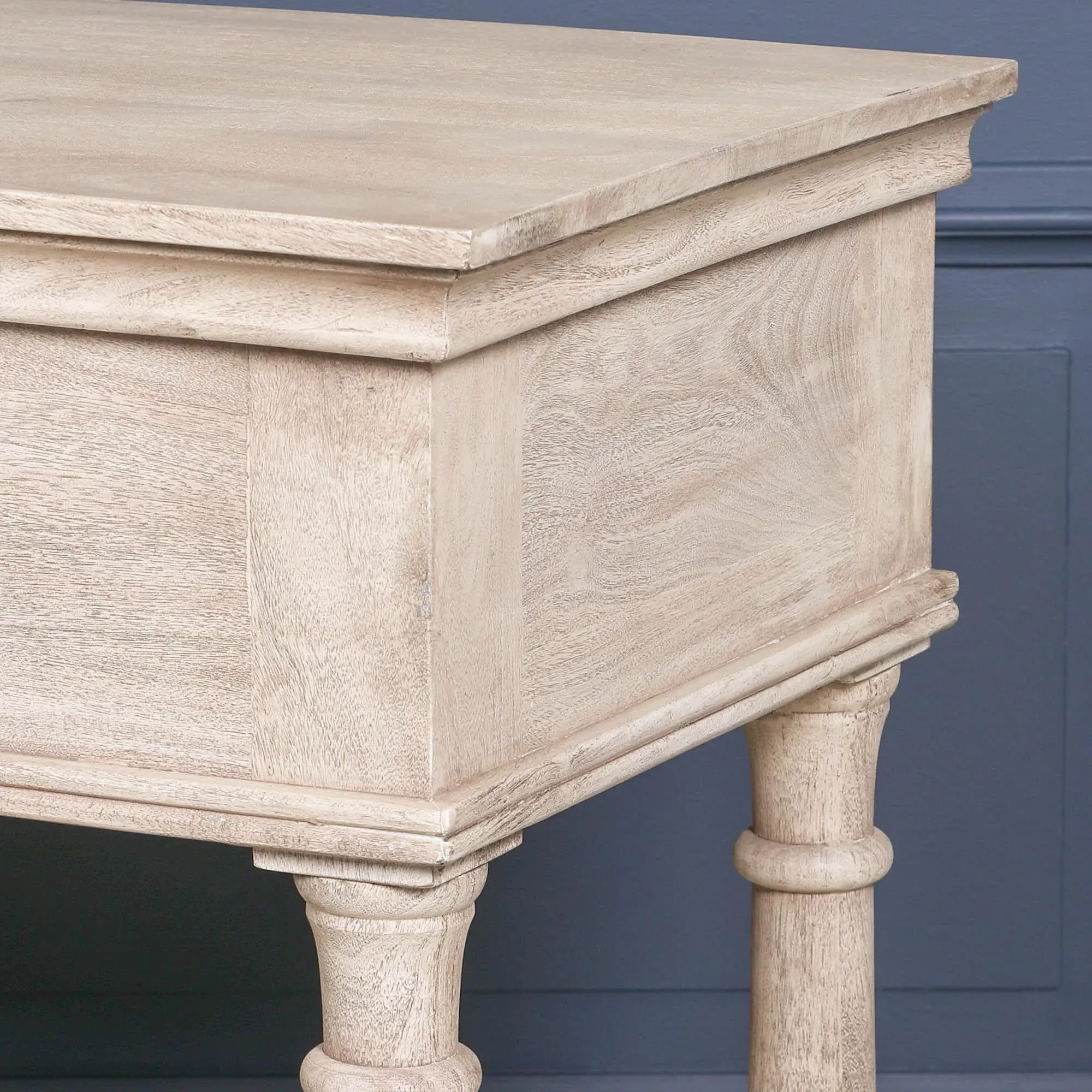 Console Table with Drawer - Vintage Brass, Acacia Wood