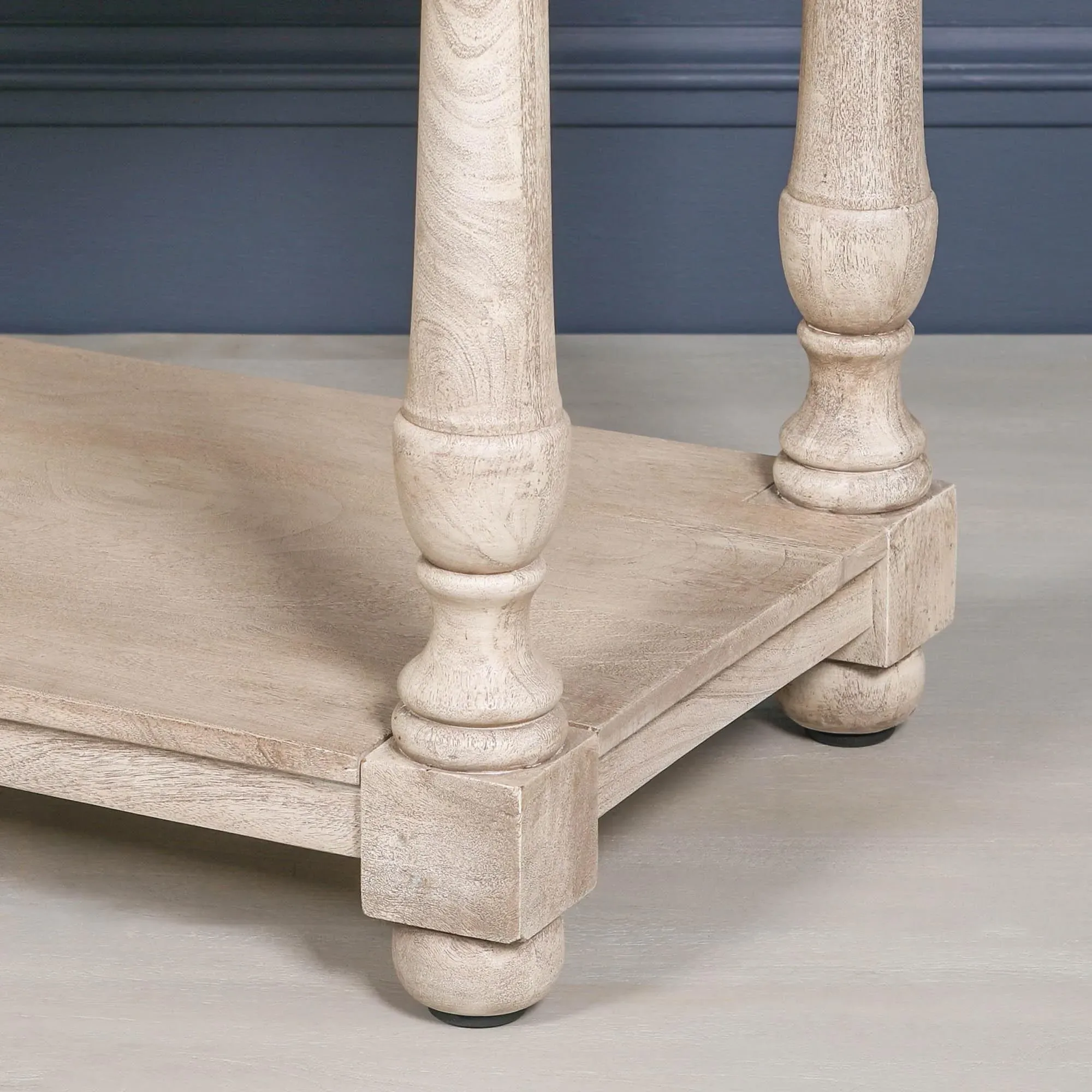 Console Table with Drawer - Vintage Brass, Acacia Wood