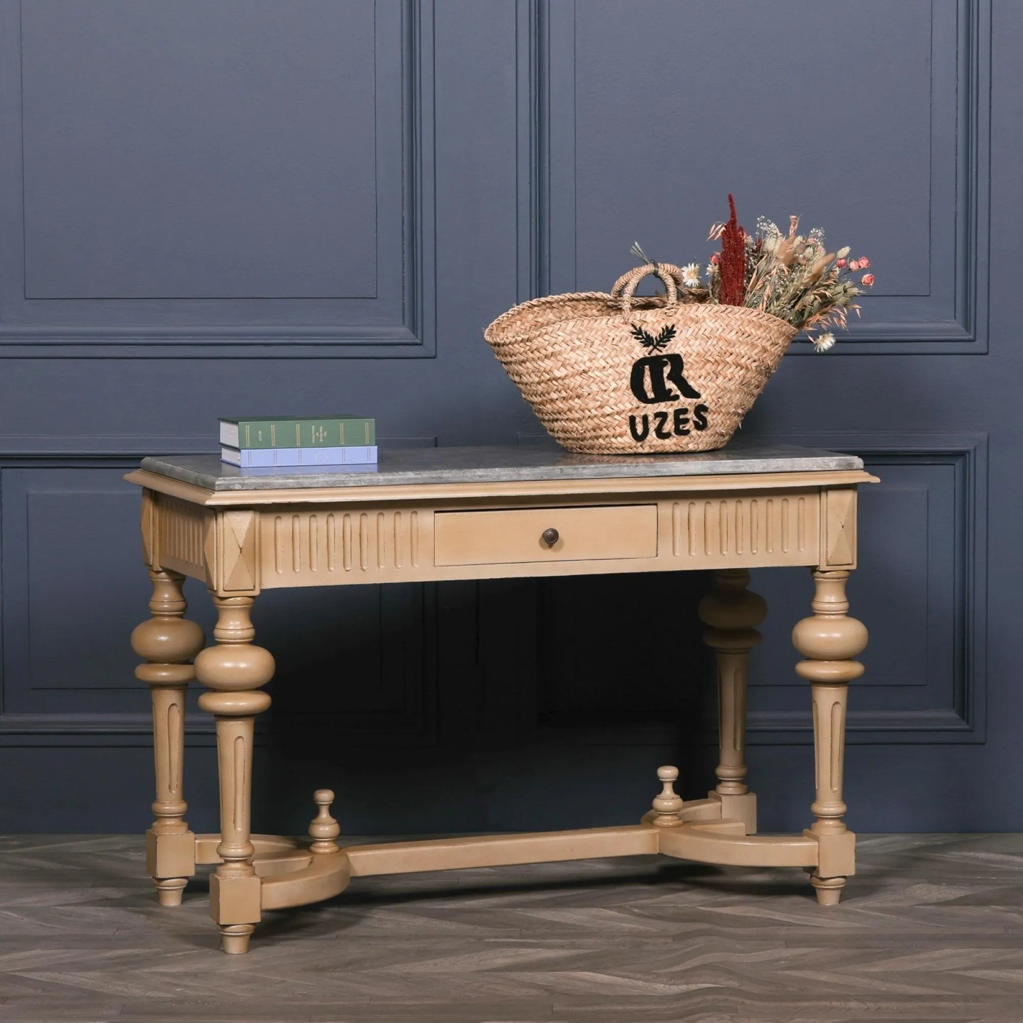 Console Table with Drawer - Wood, Stone Top