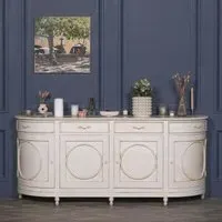 Corley Curved 4 Door Extra Large Sideboard - Ivory, Mahogany