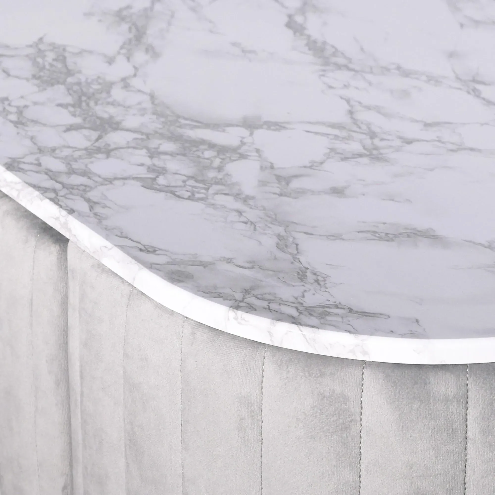 Curved 1 Drawer Dressing Table - Grey, Velvet