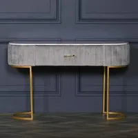 Curved 1 Drawer Dressing Table - Grey, Velvet