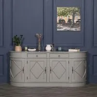 Curved 4 Door Extra Large Sideboard - Grey, Mahogany