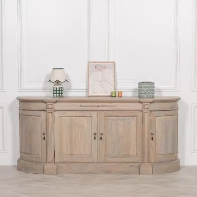 Curved 4 Door Large Sideboard - White Cedar