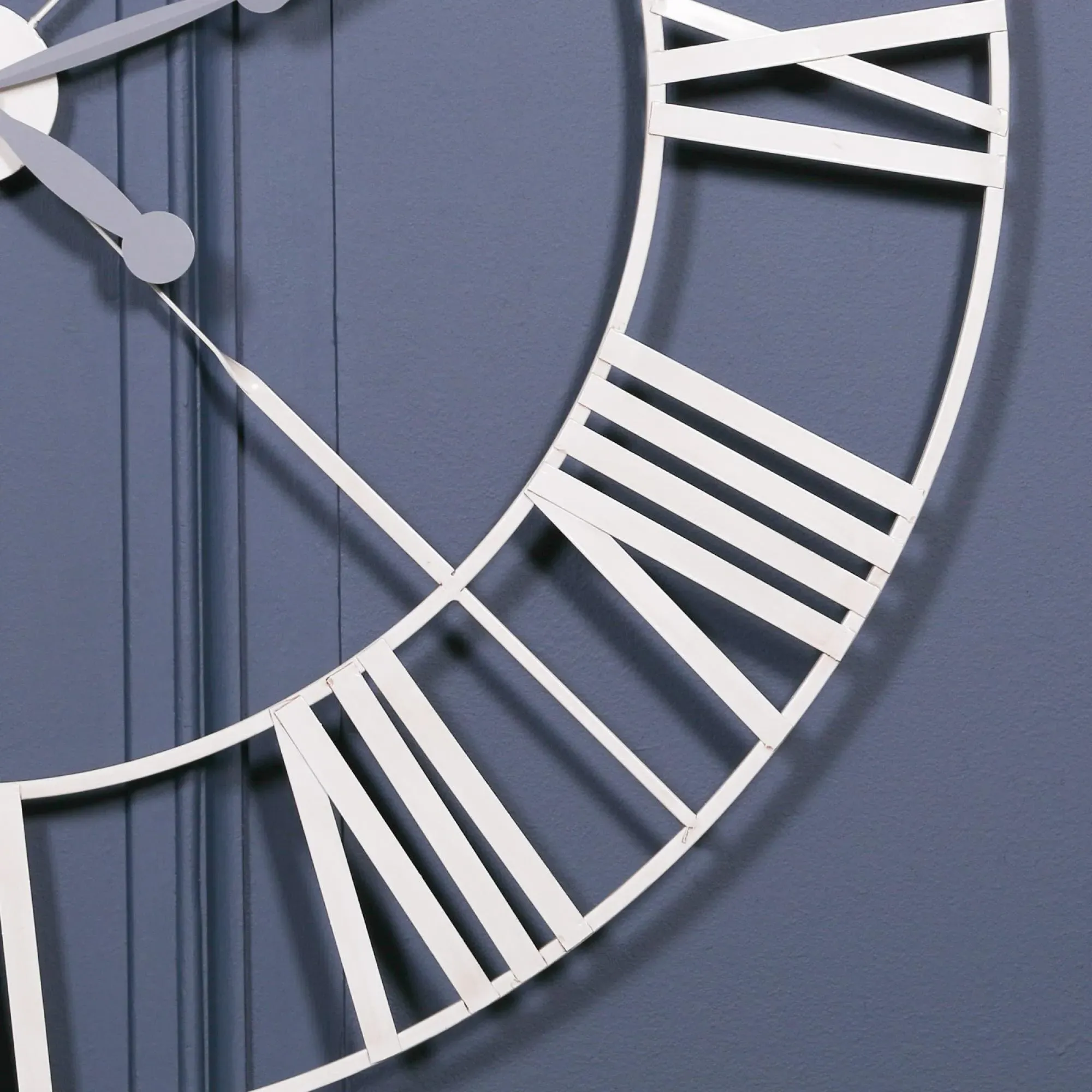 Distressed Round Wall Clock - Cream, Metal