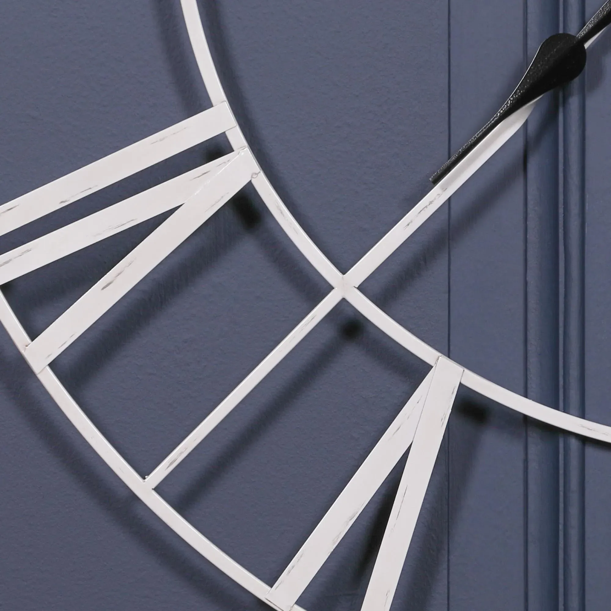 Distressed Round Wall Clock - Off White, Metal