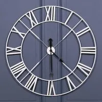 Distressed Round Wall Clock - Off White, Metal