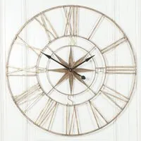 Extra Large Round Wall Clock with Compass - Rustic, Metal