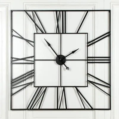 Extra Large Square Wall Clock - Black, Metal image