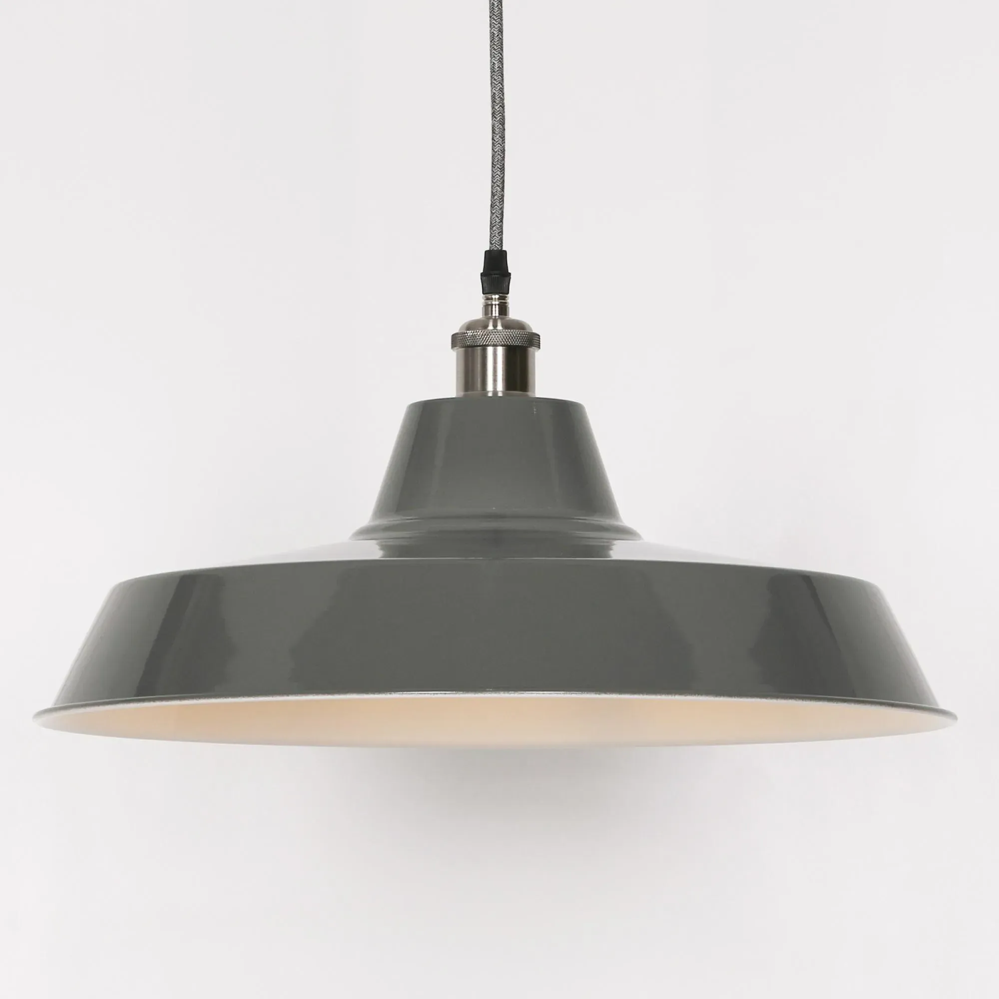 Factory 46cm Pendant Light - Grey, Metal