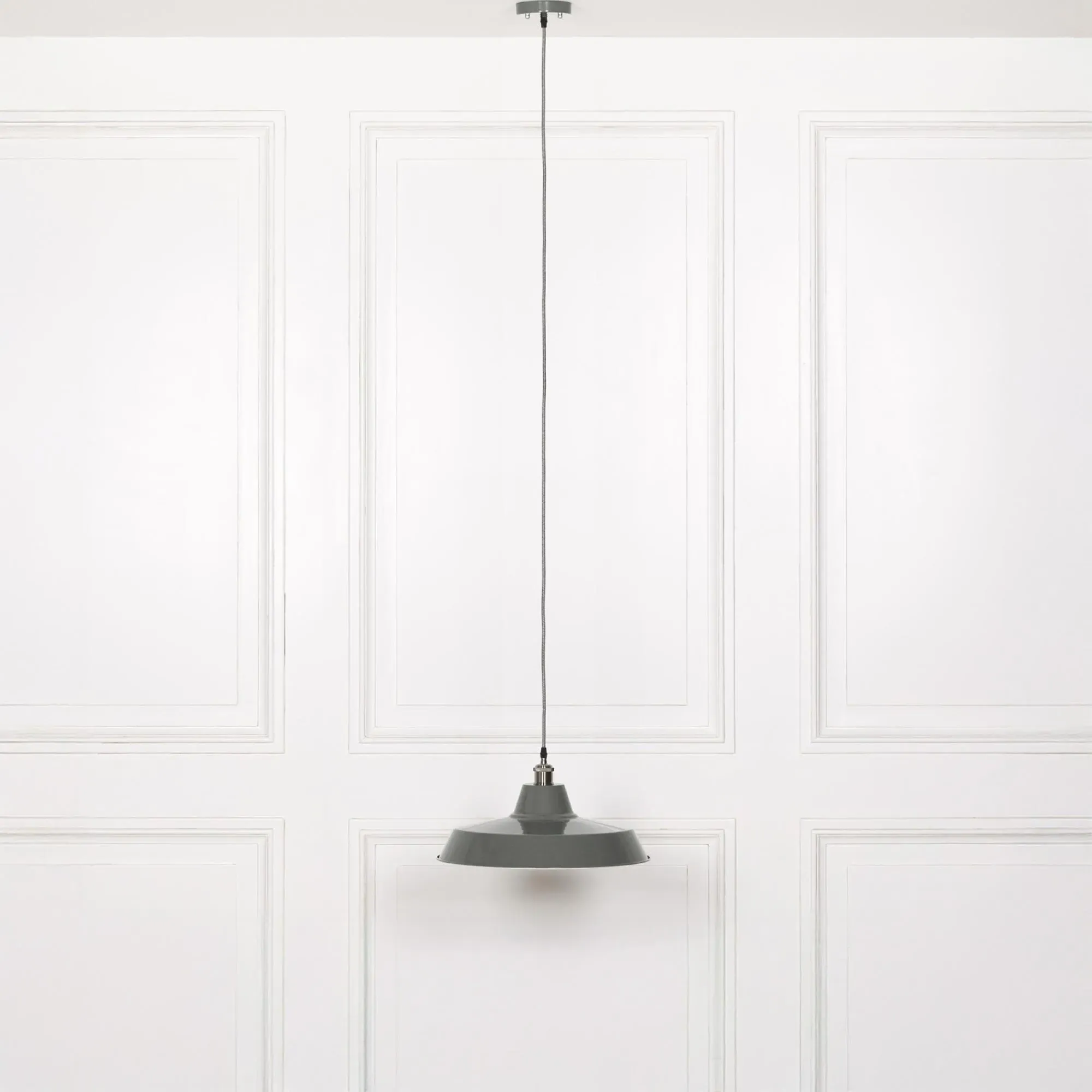 Factory 46cm Pendant Light - Grey, Metal