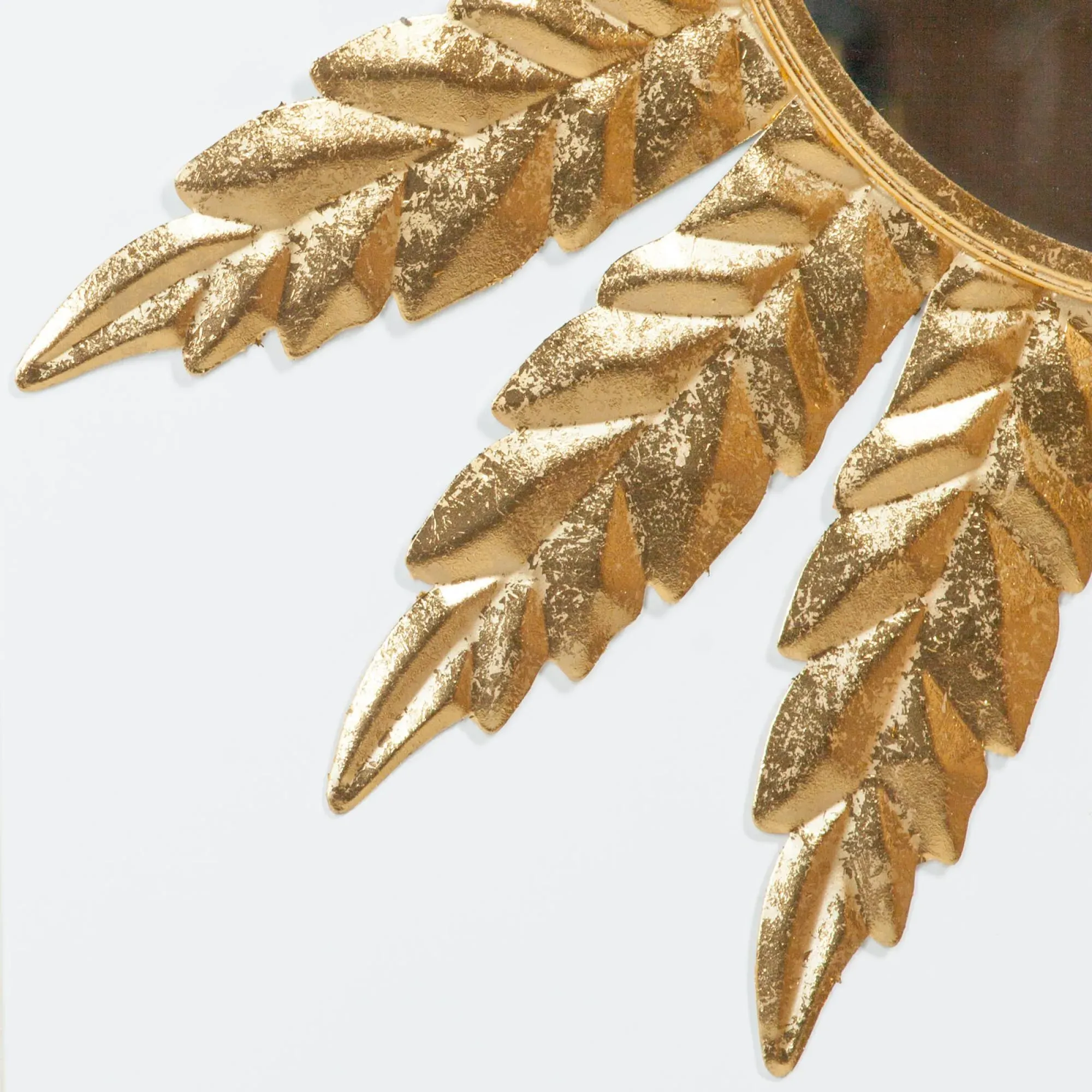 Flower Round Metal Wall Mirror - Gold