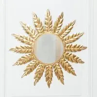 Flower Round Metal Wall Mirror - Gold