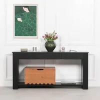 Fluted Console Table - Black, Acacia Wood