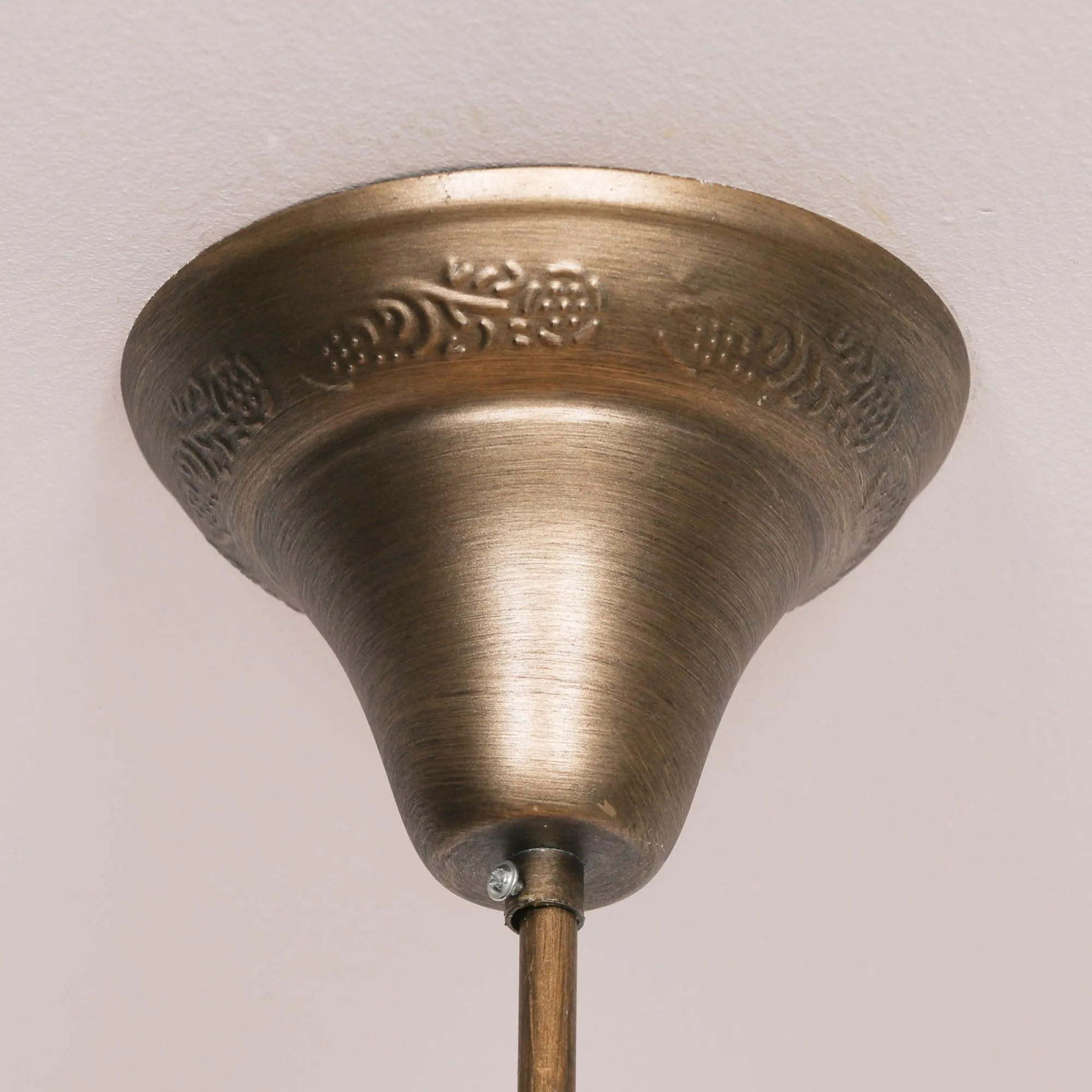 French 6 Branch Shallow Cut Glass Chandelier - Antique Gold