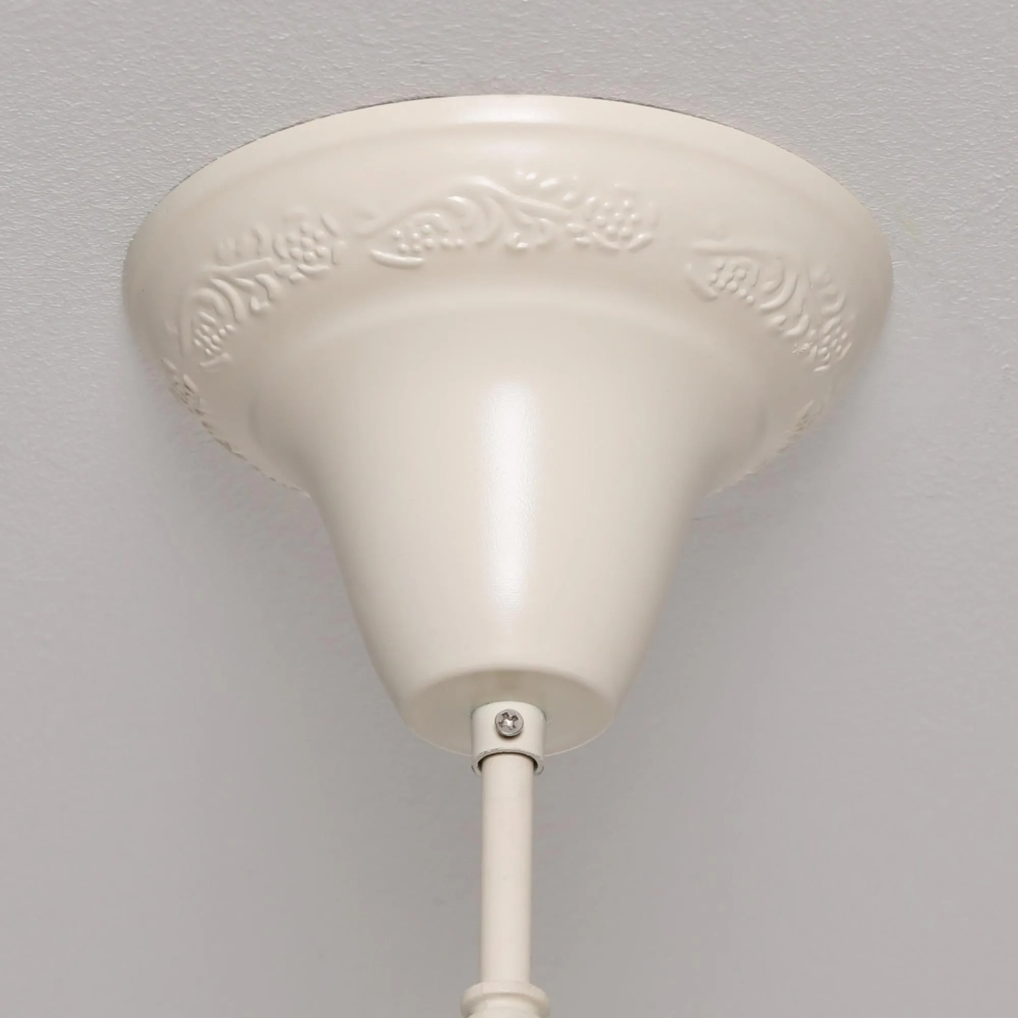 French 6 Branch Shallow Cut Glass Chandelier - Cream