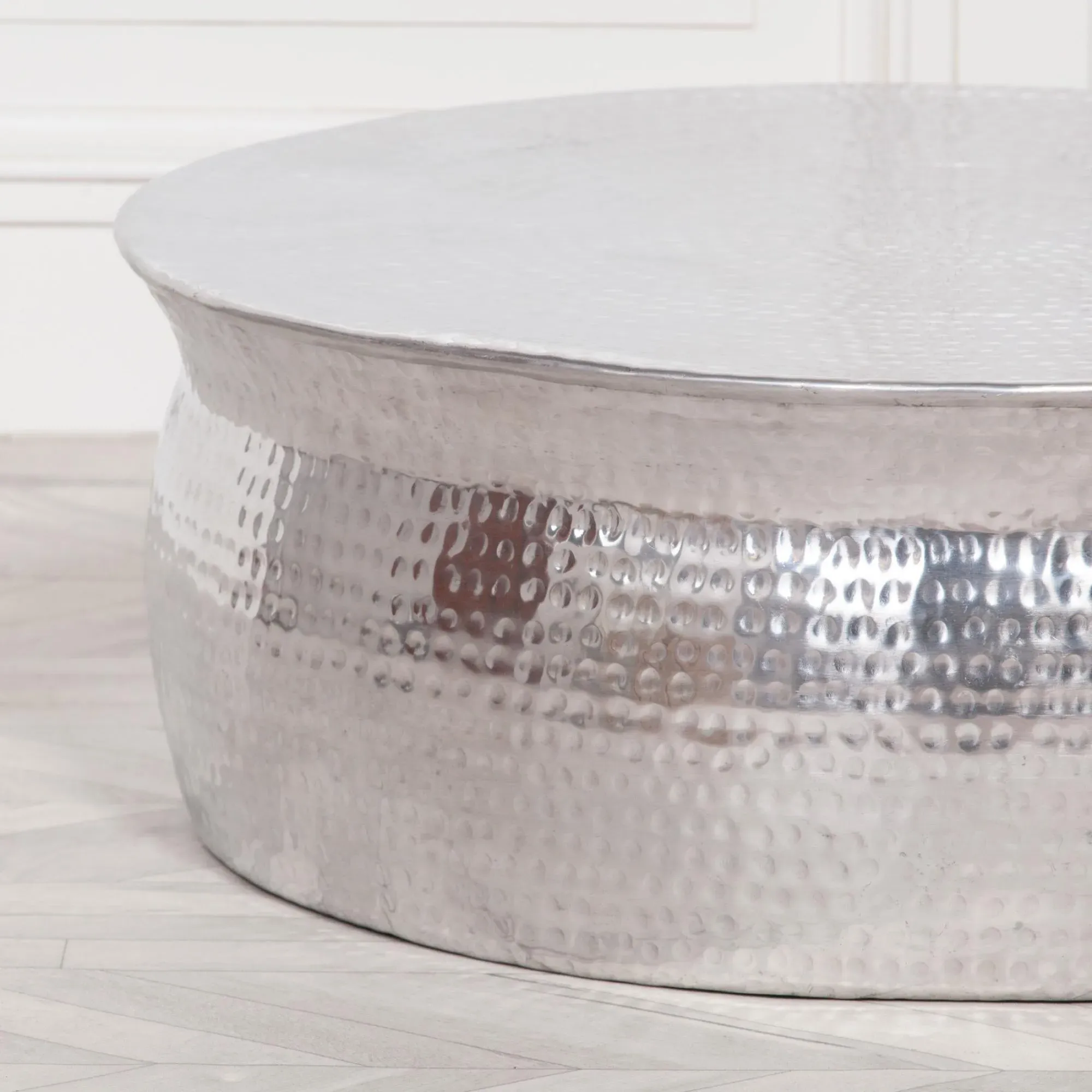 Hammered Round Coffee Table - Silver, Aluminium