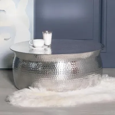 Hammered Round Coffee Table - Silver, Aluminium image