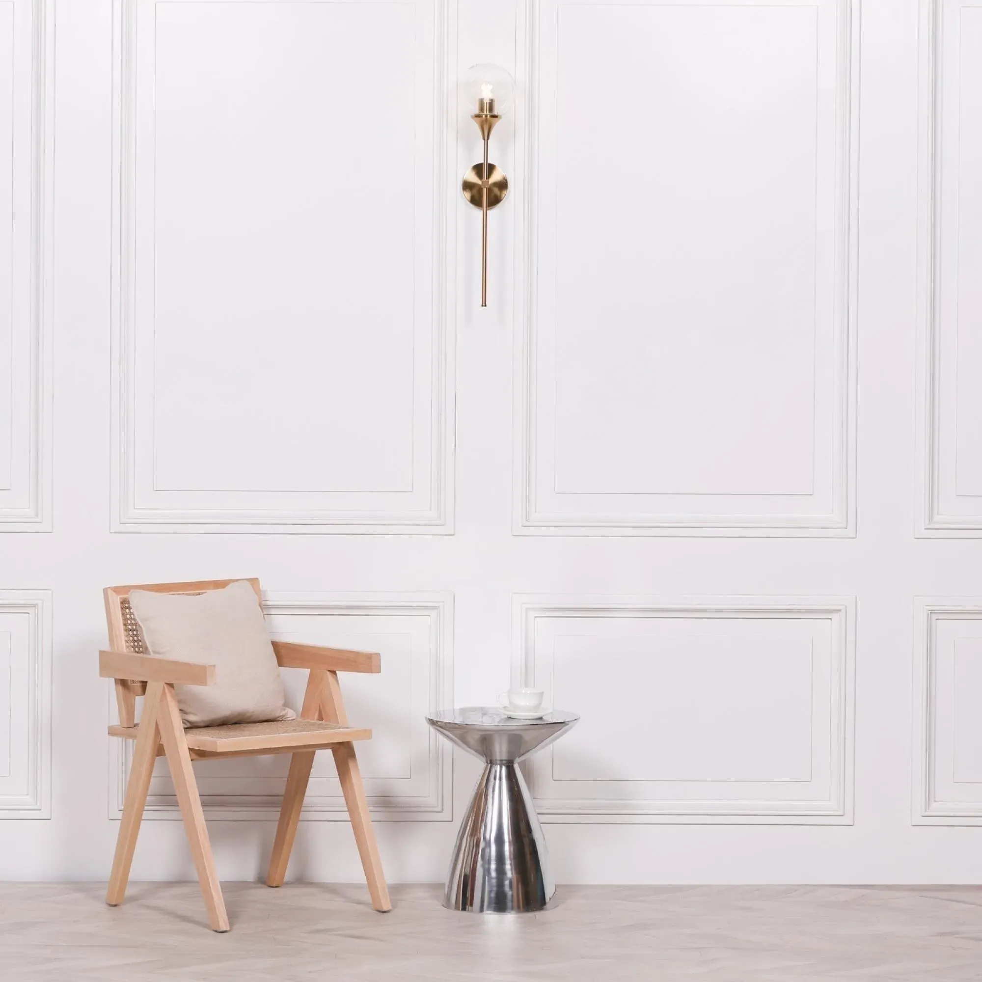 Hour Glass Round Side Table - Chrome, Cast Aluminium