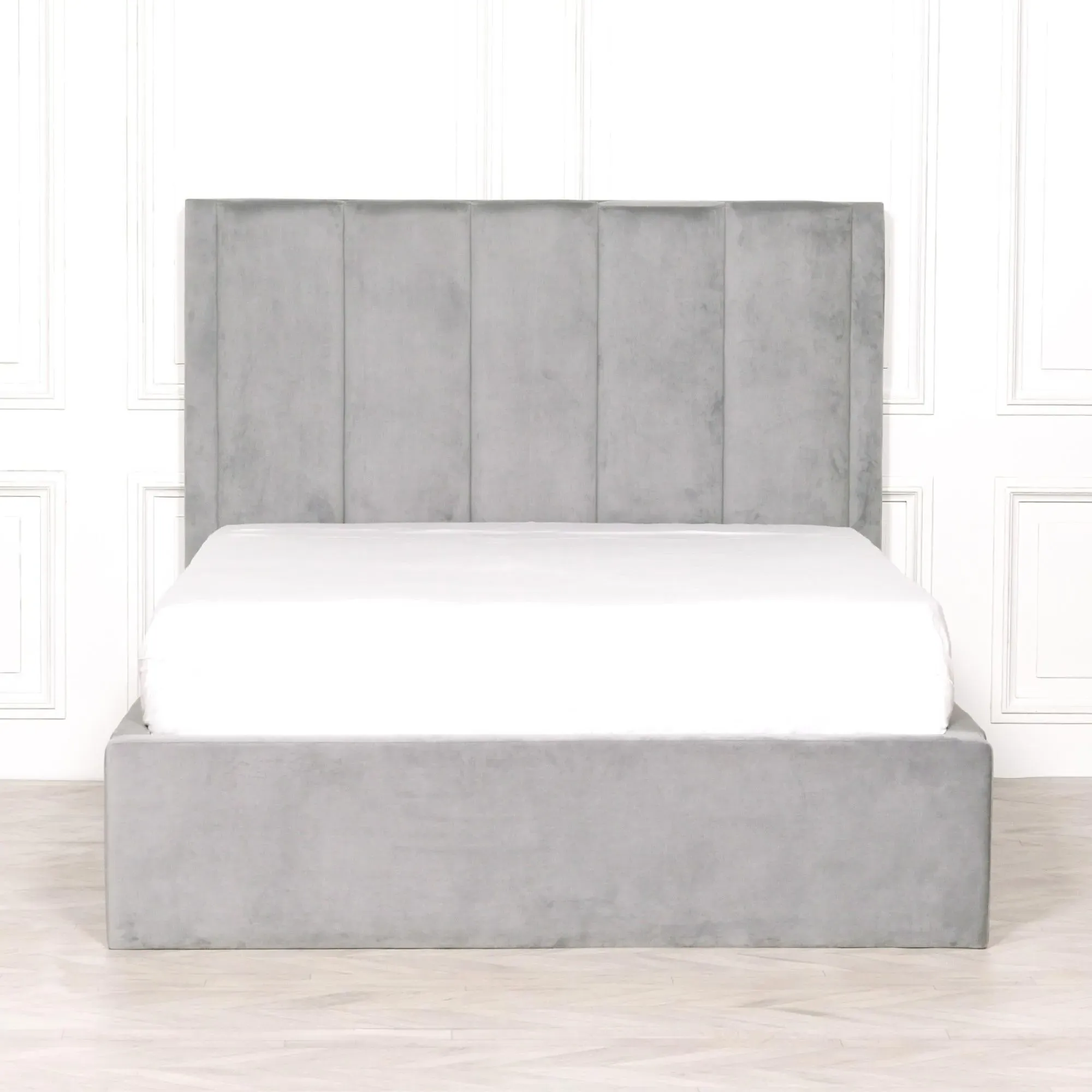 King Size Bed Frame - Grey, Velvet