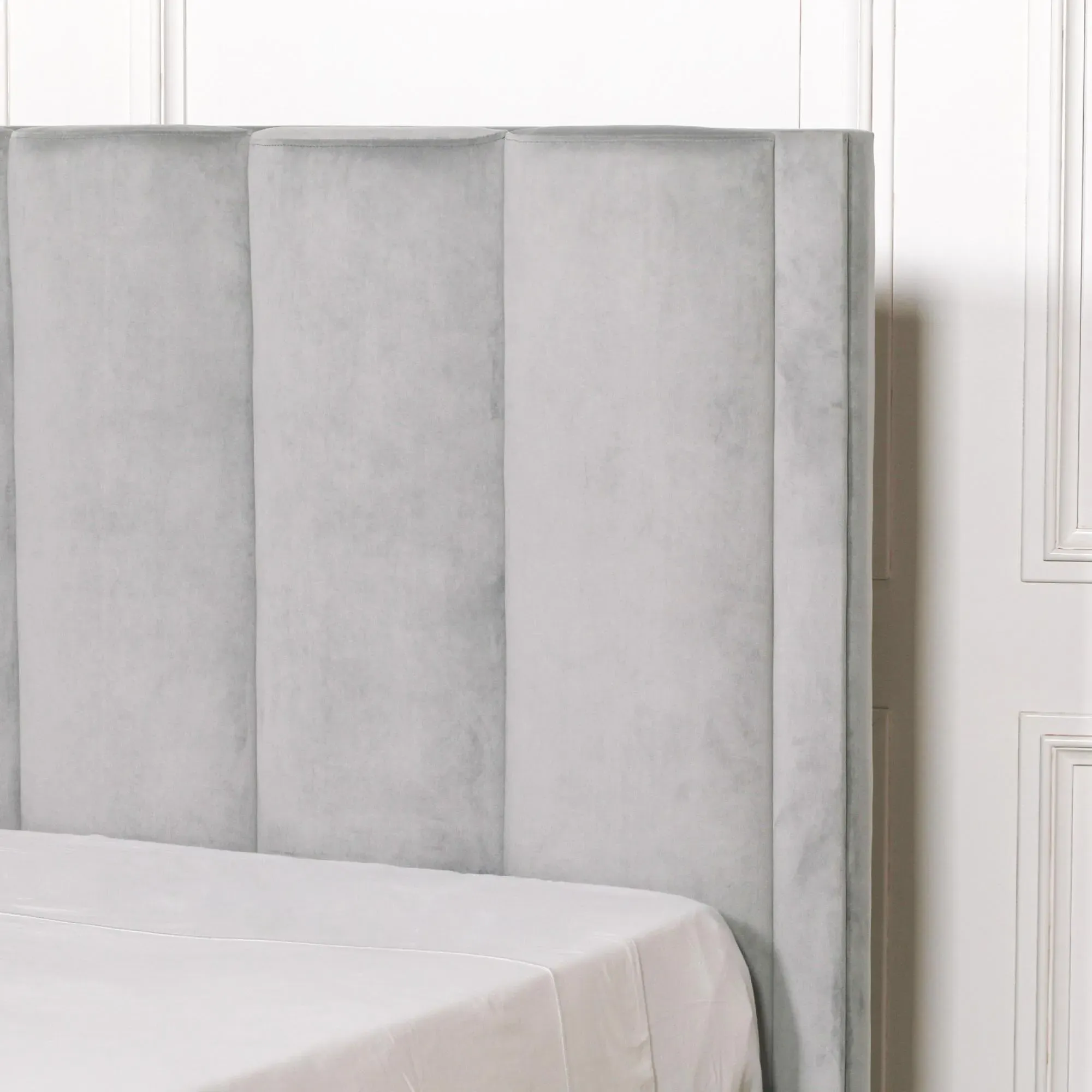 King Size Bed Frame - Grey, Velvet