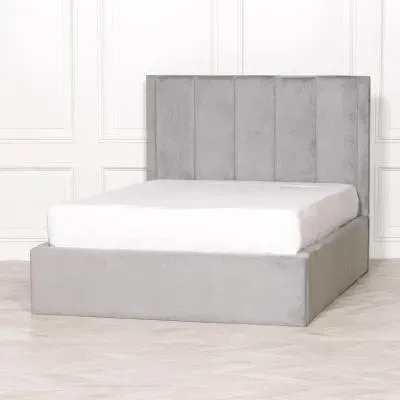 King Size Bed Frame - Grey, Velvet image