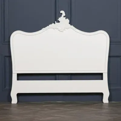 King Size Headboard with Crown Motif - Cream image