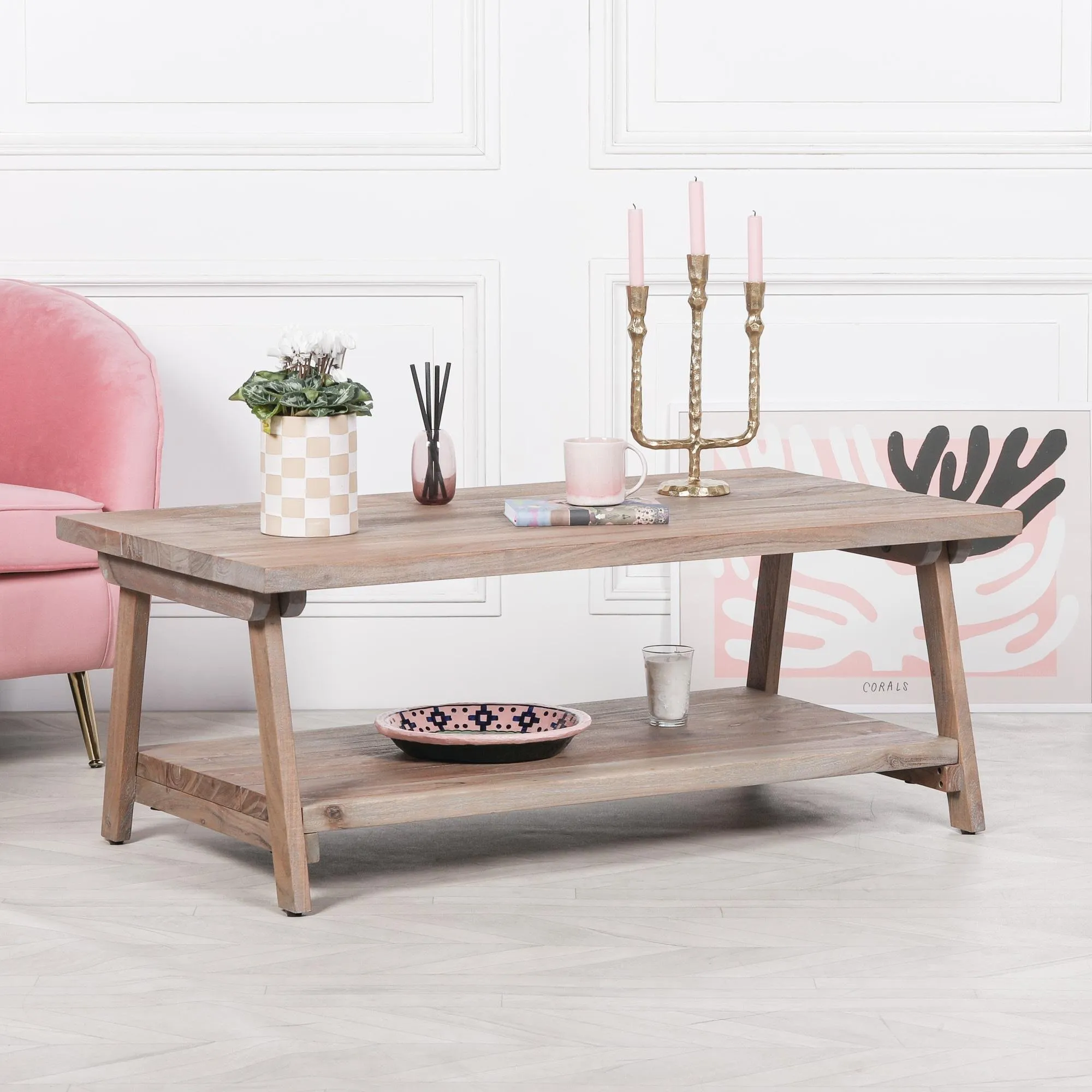 Large Coffee Table - Rustic, Acacia Wood