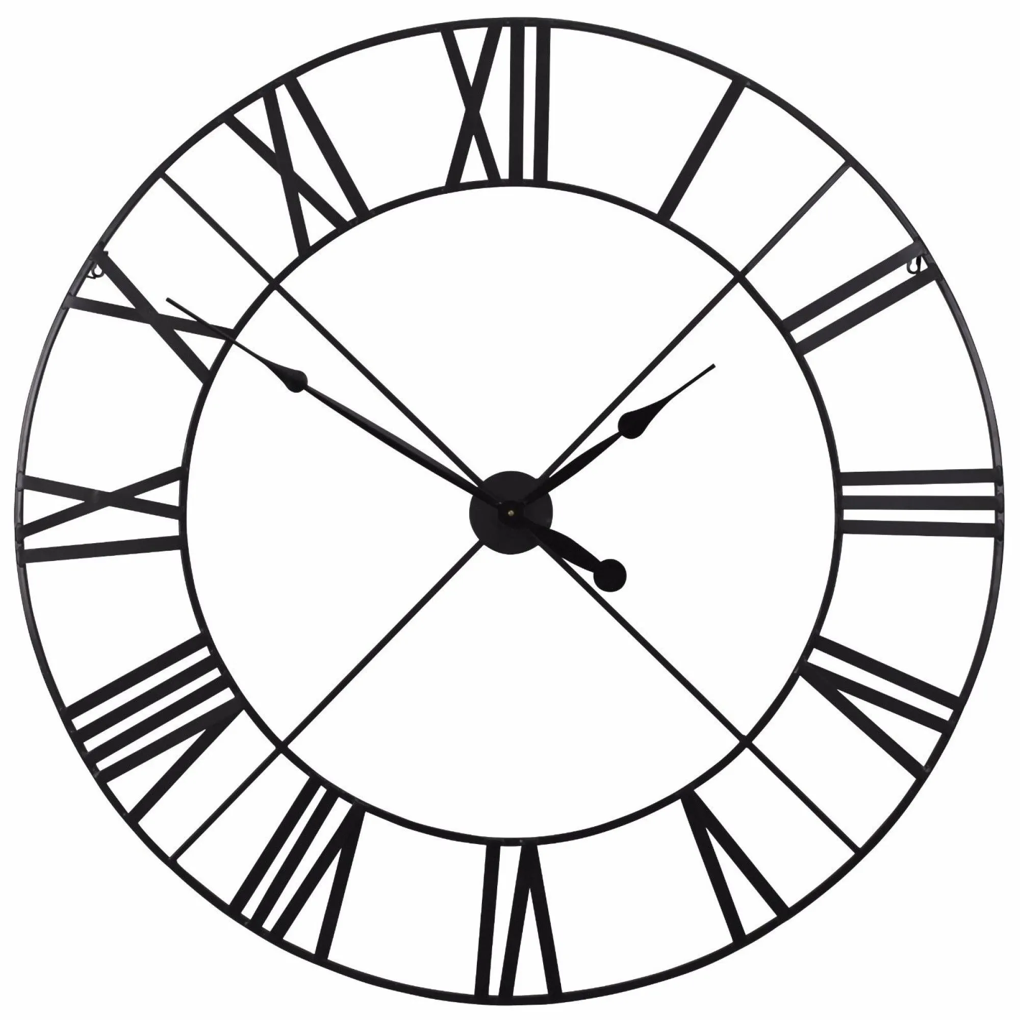 Large Round Wall Clock - Black, Metal