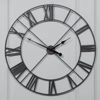 Large Round Wall Clock - Black, Metal