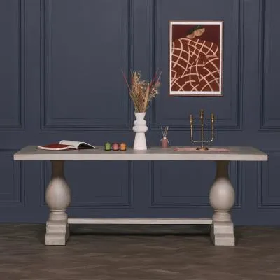 Linda 8 Seater Double Pedestal Dining Table - Grey, Mango Wood image