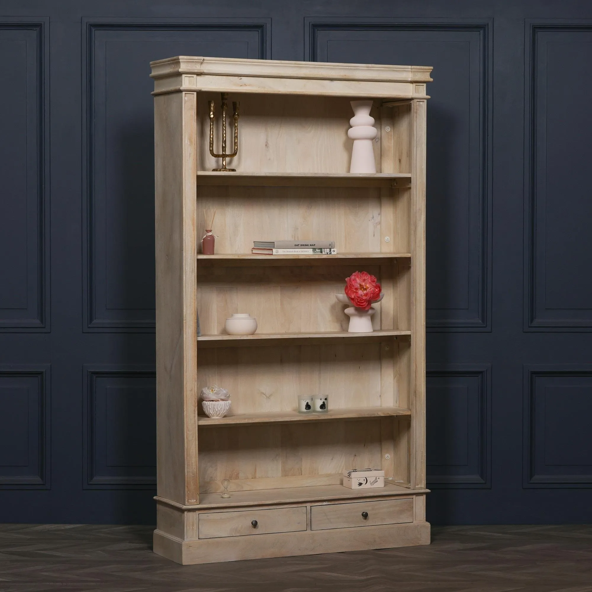 Linda Single Open Bookcase - Rustic, Mango Wood