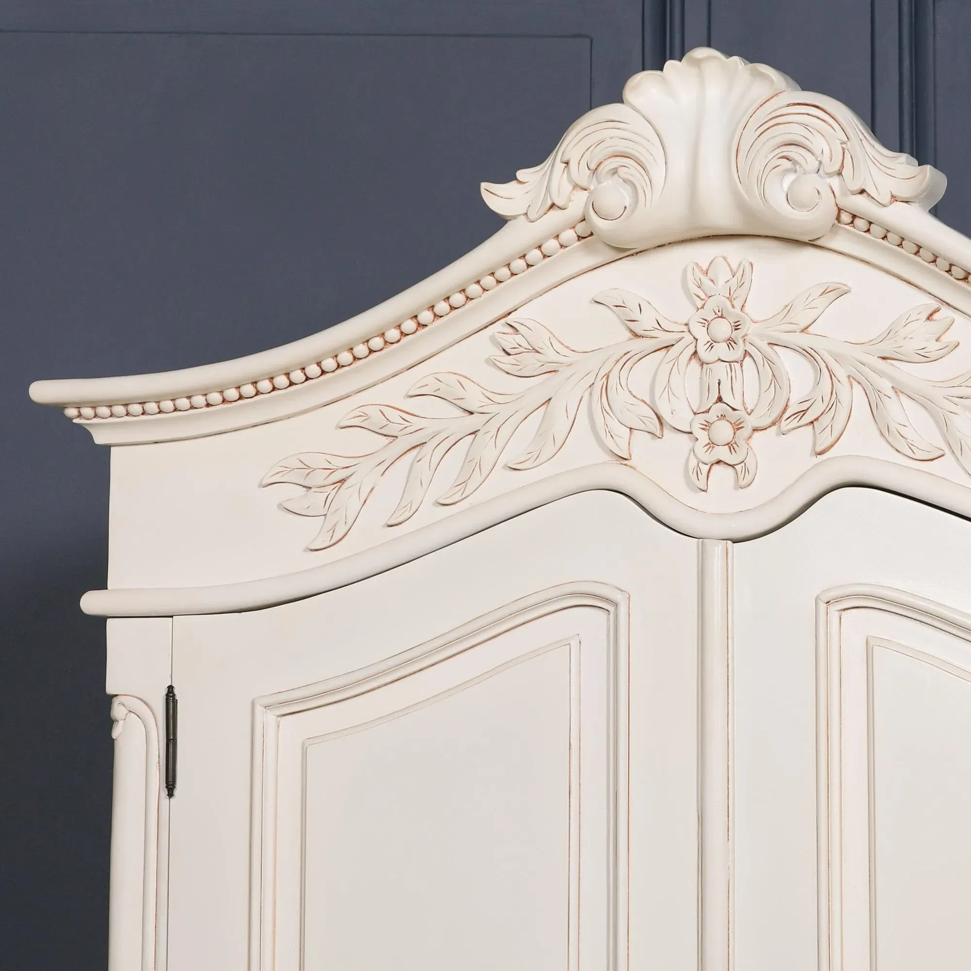 Lomira 2 Door Armoire Wardrobe with Carved Details - White