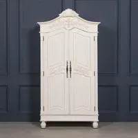Lomira 2 Door Armoire Wardrobe with Carved Details - White
