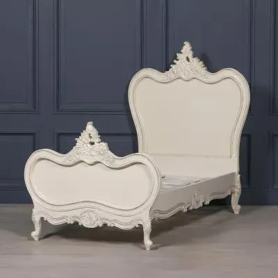 Lomira Carved Bed Frame - Cream, Mahogany image