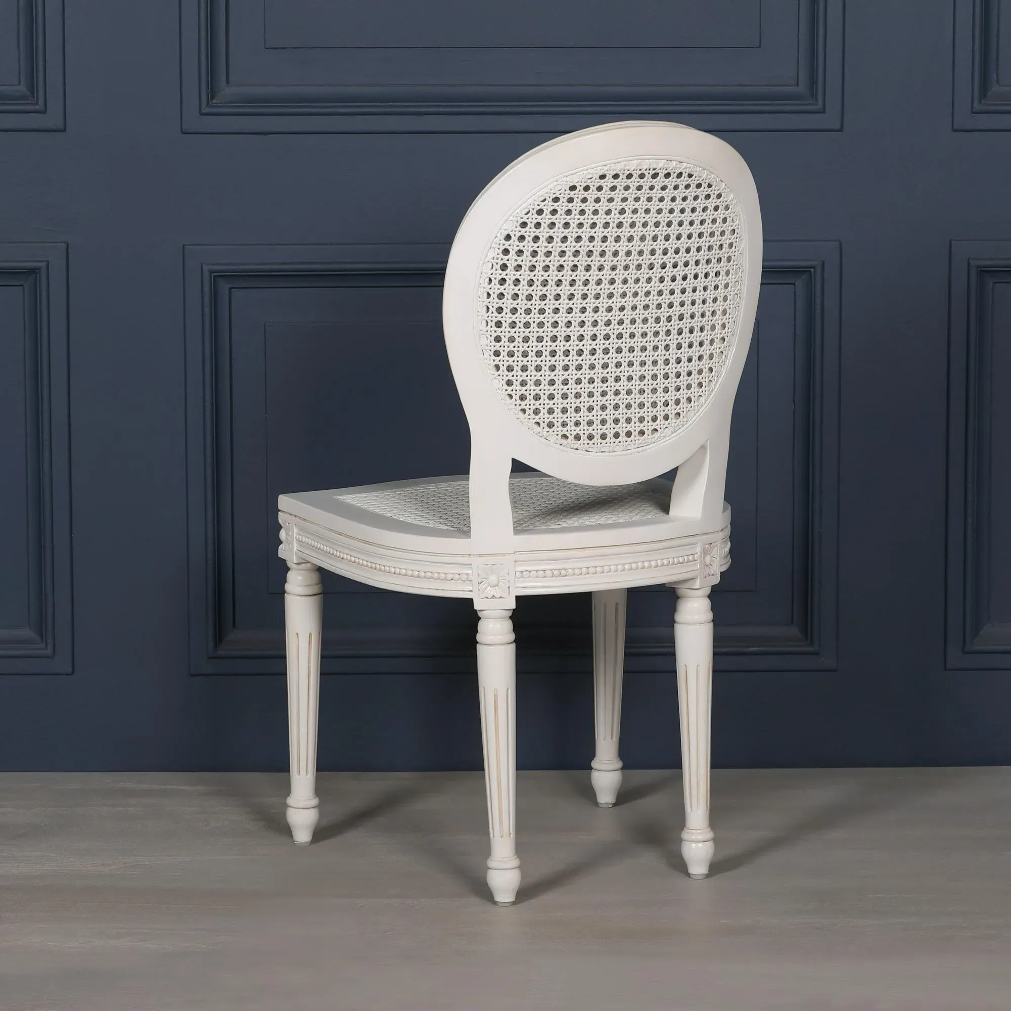Lomira Oval Back Dining Chair - Off White, Mahogany