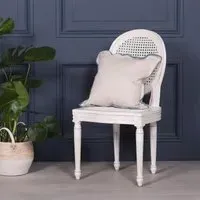 Lomira Oval Back Dining Chair - Off White, Mahogany