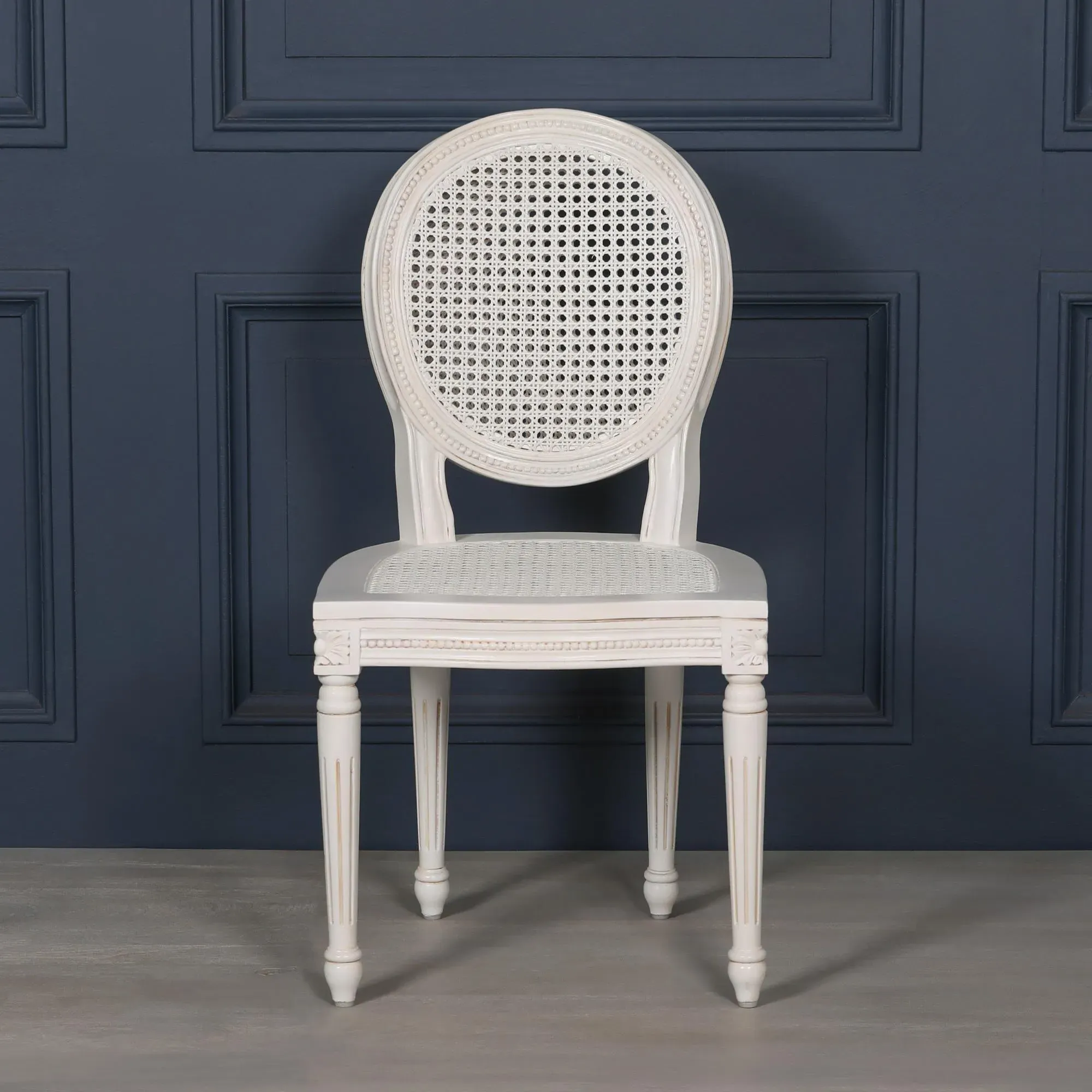 Lomira Oval Back Dining Chair - White, Rattan