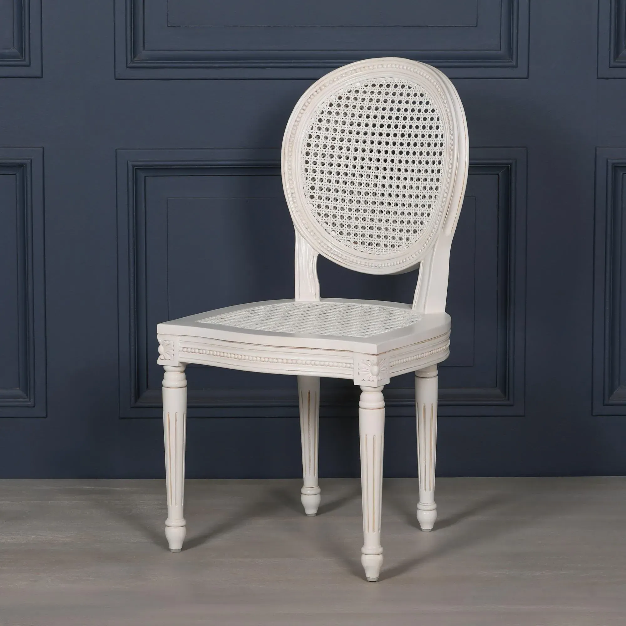 Lomira Oval Back Dining Chair - White, Rattan
